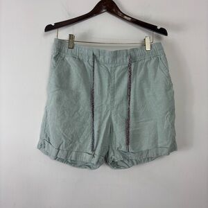 Eddie Bauer Light Sage Green Drawstring Linen-Blend Shorts